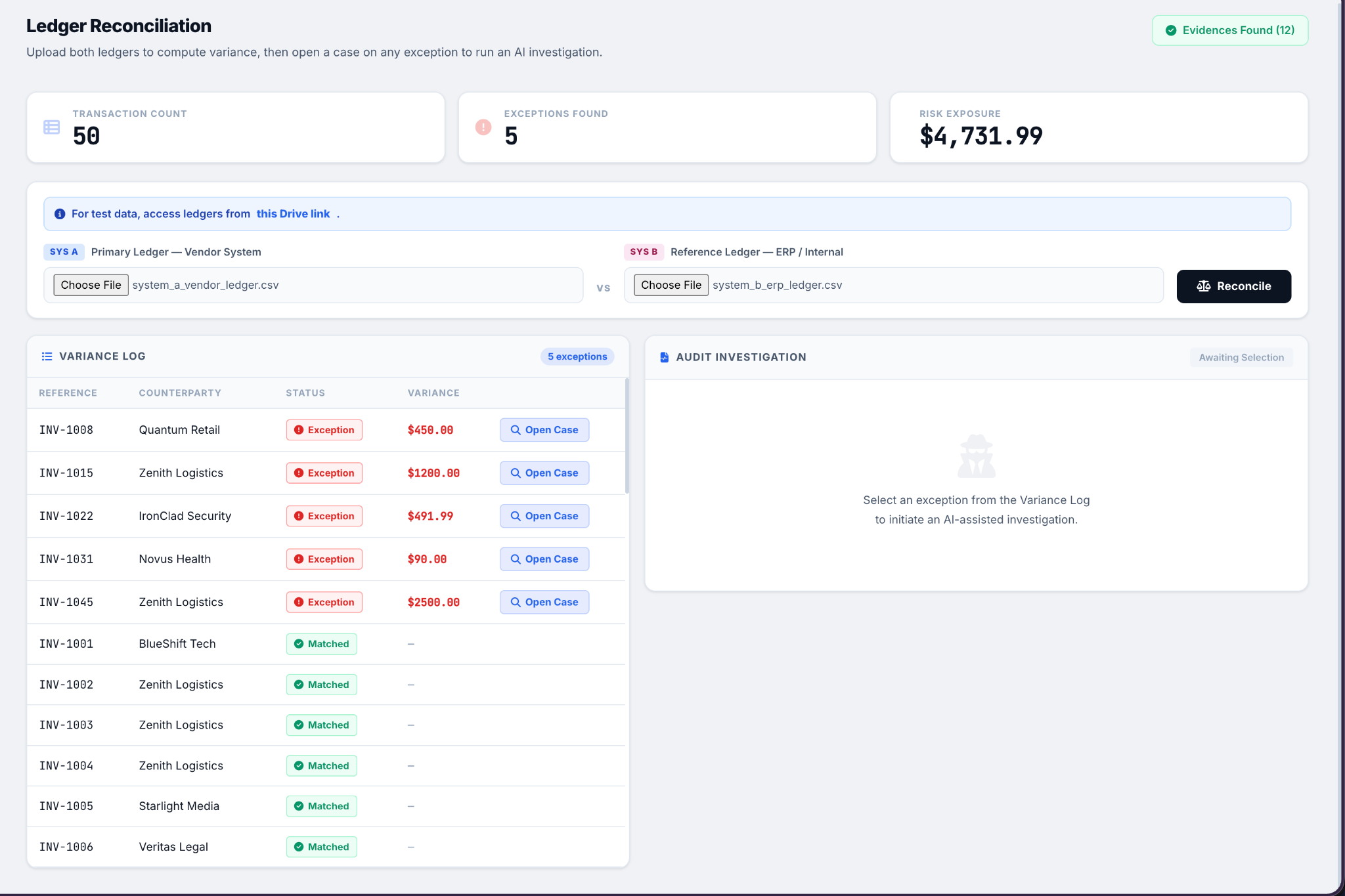 Detect reconciliation exceptions automatically